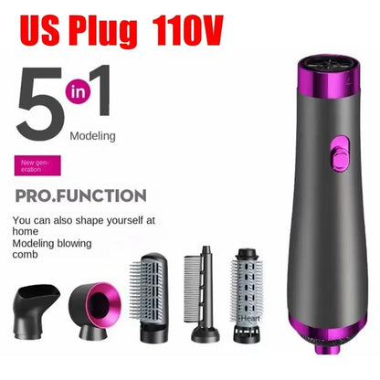 Sèche-cheveux électrique à ions négatifs, peigne à air chaud, peigne à friser et à lisser, brosse en une étape, 5 en 1, 220V EU, 110V US