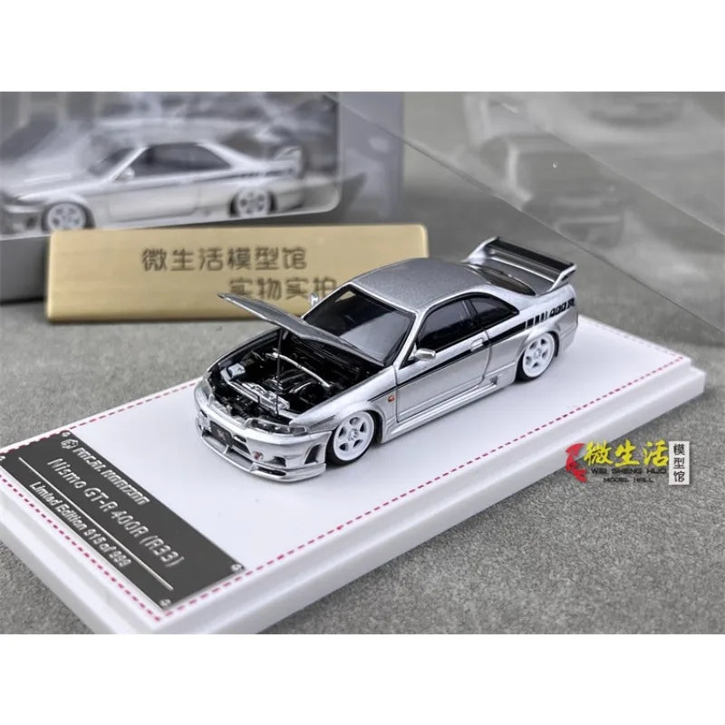 Stock 1:64 GTR R33 400R Skyline R32 R35 modèle de voiture moulée sous pression en alliage, jouet pour adolescents, à collectionner, cadeau d'anniversaire pour enfants.