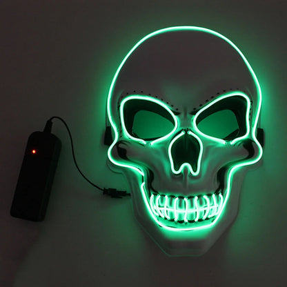 Masque de crâne d'horreur d'halloween, masque à lumière froide LED, masque de Cosplay, décoration de fête d'halloween, masques de crâne lumineux