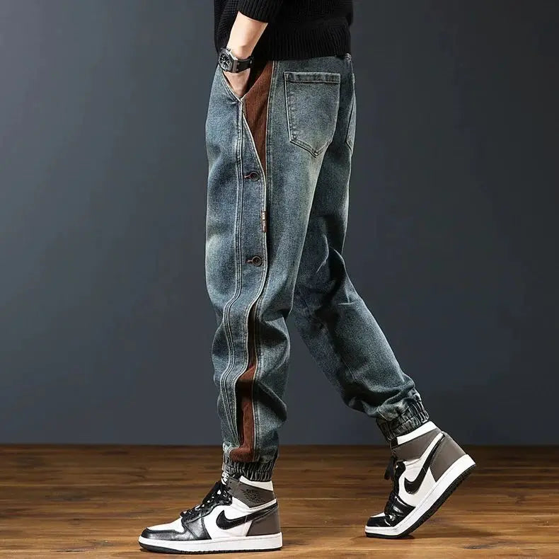 Salopette décontractée Abu-Fit pour hommes, pantalons orteils, beaux jeans assortis, vêtements de printemps et d'automne, marque de mode, haute qualité