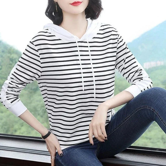 T-shirt surdimensionné à capuche à rayures pour femmes, robe spéciale, haut d'été, t-shirt à manches, vêtements pour femmes