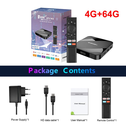 Amlogic S905W2 8K HD Smart TV Box Android 14.0 AV1 Dual WIFI BT Voice Remote Control 3D Video Media Player Home Theater TV Set Top Box