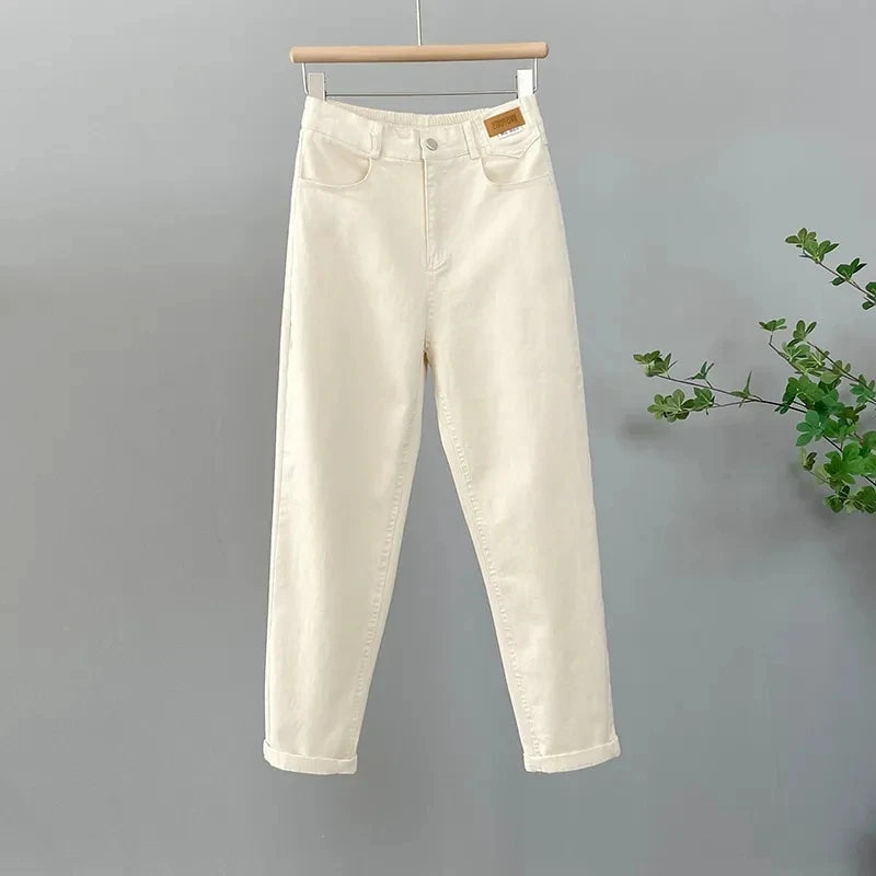 Pantalon en denim taille haute pour femme, style coréen, décontracté, adt ingent Harun, FJLadies, automne, nouveau, 2025