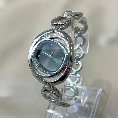 montre à Quartz horloge de luxe or Rose argent Vintage