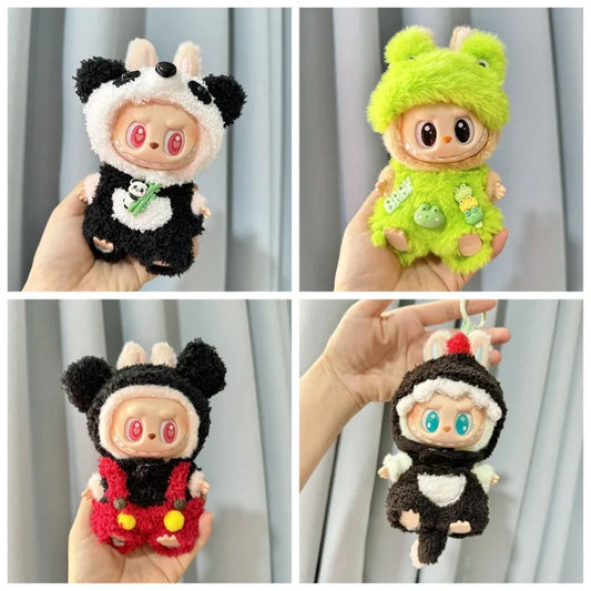 Boîte aveugle de deuxième génération LabubuBU vêtements pendentif visage en vinyle LABUBU série de fête assise vêtements de bébé mignons boîte aveugle jouets