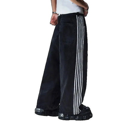Y2K – jean Baggy rétro pour hommes, broderie croisée américaine, Patchwork, ample, Streetwear, pantalon gothique à jambes larges