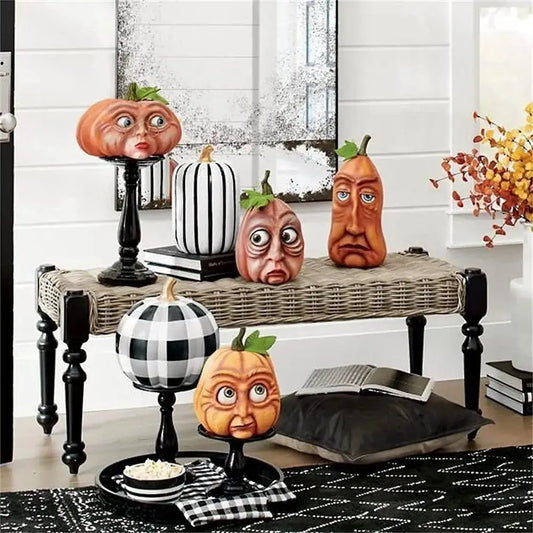 Accessoires de Décoration Extérieure d'Halloween, Tête de Citrouille Mutée, ixFantôme, Cour, Jardin Nik