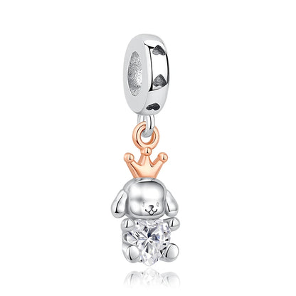 Original 925 en argent Sterling breloque perle amour chien chat patte Panda luciole pendentif breloques idéal pour bracelet colliers femmes bijoux