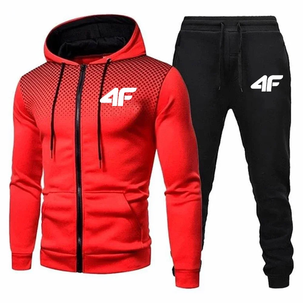 Automne hiver hommes survêtement Jogging pantalons de survêtement 2 pièces ensemble Sport veste à glissière + pantalon de course costume décontracté impression vêtements