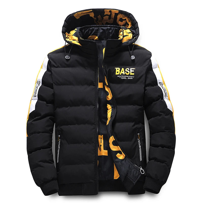 Double face vêtements d'extérieur hommes nouveau coton rembourré Parkas hommes automne hiver veste marque chaud confortable doudoune amovible chapeau