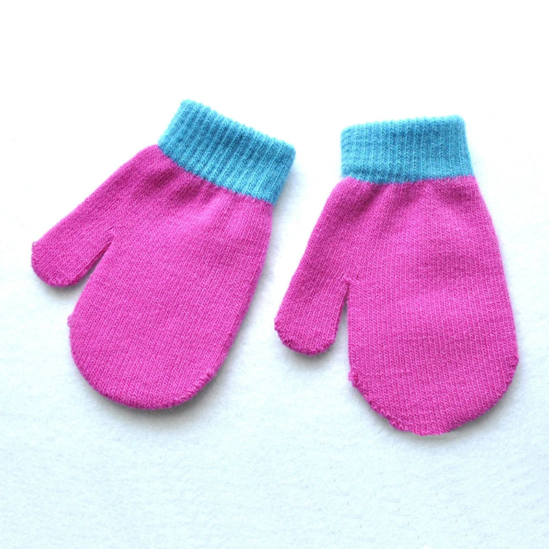Gants d'hiver chauds pour bébés de 1 à 4 ans, mitaines tricotées en Patchwork, gants à doigts complets pour étudiants de la maternelle