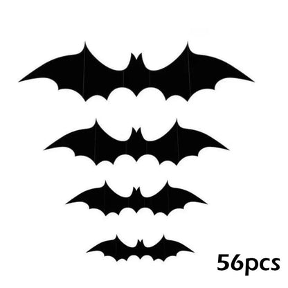 Décorations de chauves-souris d'Halloween, chauve-souris en PVC 3D sur le mur, autocollants muraux de chauves-souris noires, accessoires effrayants d'Halloween