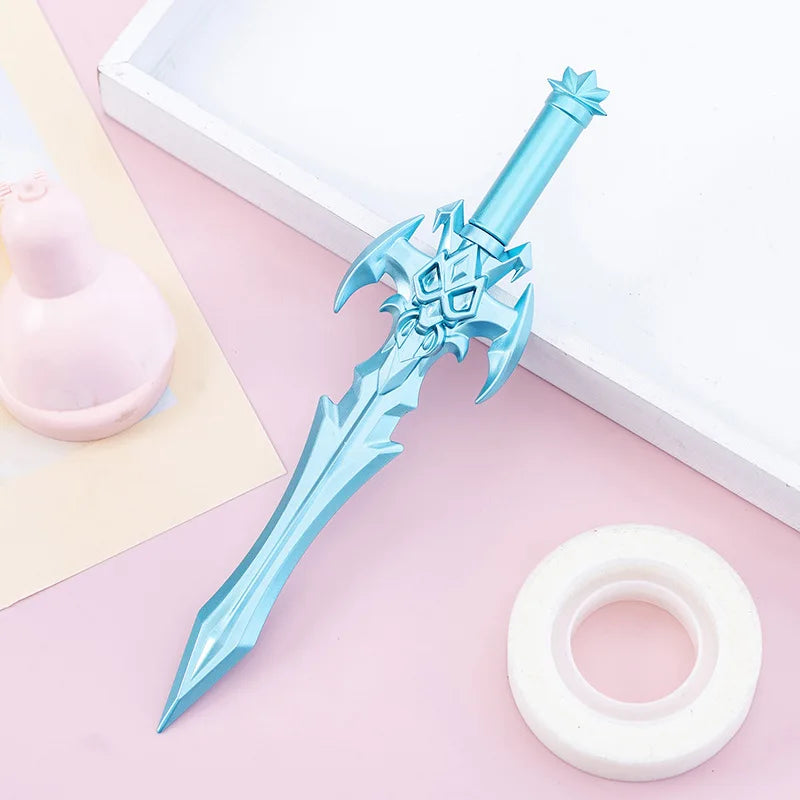 Stylo Gel bleu, bras créatifs, accessoires d'épée, papeterie scolaire d'écriture pour étudiants, fournitures de bureau, 4 pièces