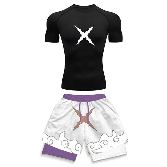 2025 Costume de sport de compression imprimé à la mode Vêtements d'été Costume athlétique pour hommes - Élégant Fitness Running Ensemble deux pièces décontracté