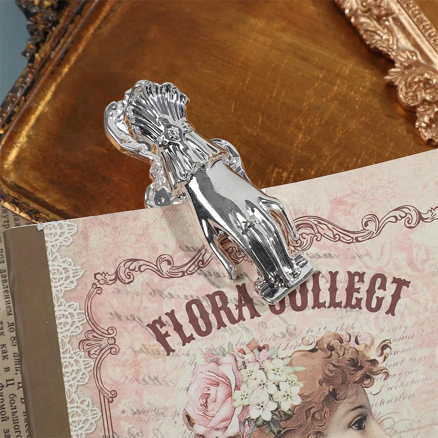 Pince à billet en métal vintage pour dame, pince à main en alliage, note de voyage ancienne, bricolage créatif, outils de journal, papeterie, 1 pièce