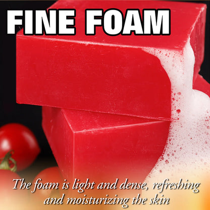 AILKE Barre de savon au tomate biologique, éclaircissante pour la peau, nettoie en profondeur, exfolie, élimine les taches foncées, hydratante, pour le visage et le corps