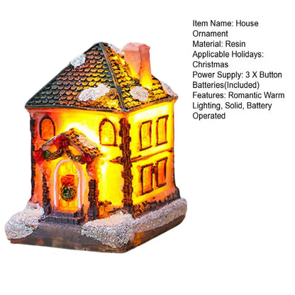 Ornement de maison lumineuse de noël, éclairage chaud romantique, artisanat en résine, couverture de neige LED pour bureau, décoration de maison, Statue de Festival