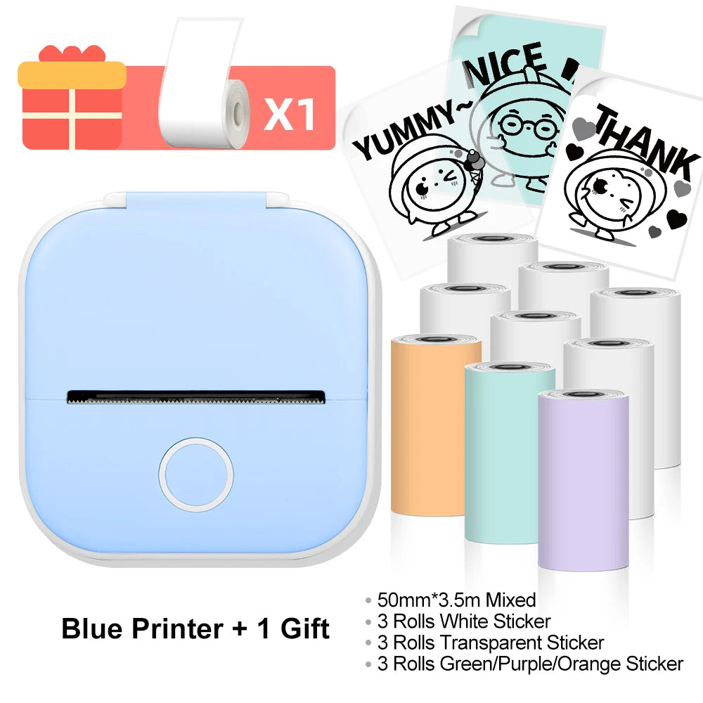 Phomemo-Mini imprimante thermique portable, imprimante d'étiquettes de poche BT sans fil, 203dpi, impression allergique 53mm, T02