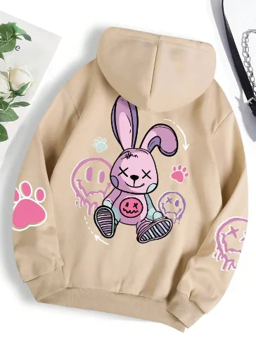 Sweats à capuche surdimensionnés College pour femmes, Hip Hop, Streetwear décontracté, Sweat à capuche Smile, Nouveau, PVD, Automne, Hiver