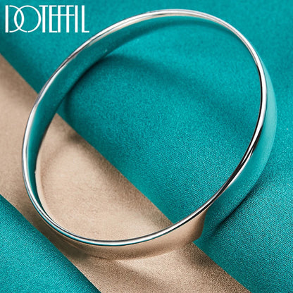 DOTEFFIL 925 argent Sterling 10mm lisse solide Bracelet bracelets pour femmes hommes mariage fiançailles fête bijoux