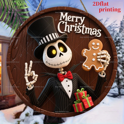 Joyeux noël le cauchemar avant noël Logo personnalisé rond en bois suspendu signe porte d'entrée mur vacances décoration