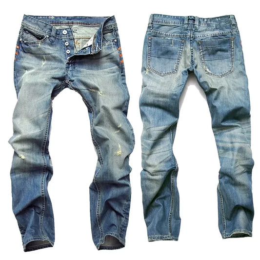 Jean rétro pour hommes, pantalon en Denim, taille moyenne, délavé, droit, Streetwear, Vintage, fermeture éclair, longueur cheville, automne 2025