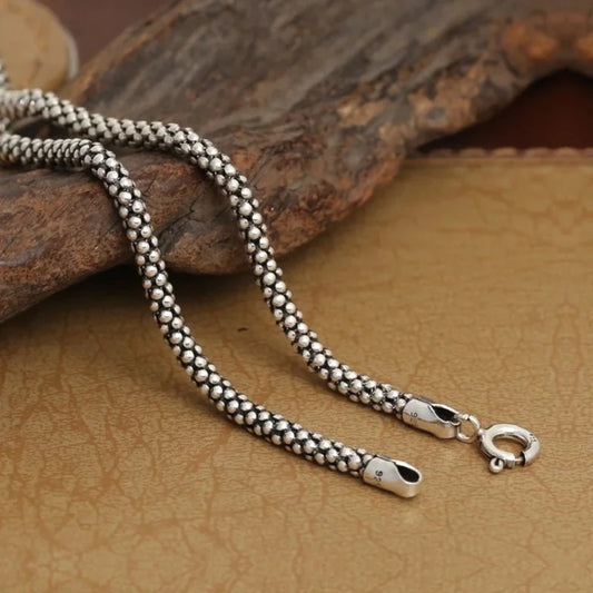Collier en argent véritable pour hommes et femmes, collier en forme de maïs thaïlandais, en argent Sterling s925, longue chaîne, pendentif rétro, bijoux