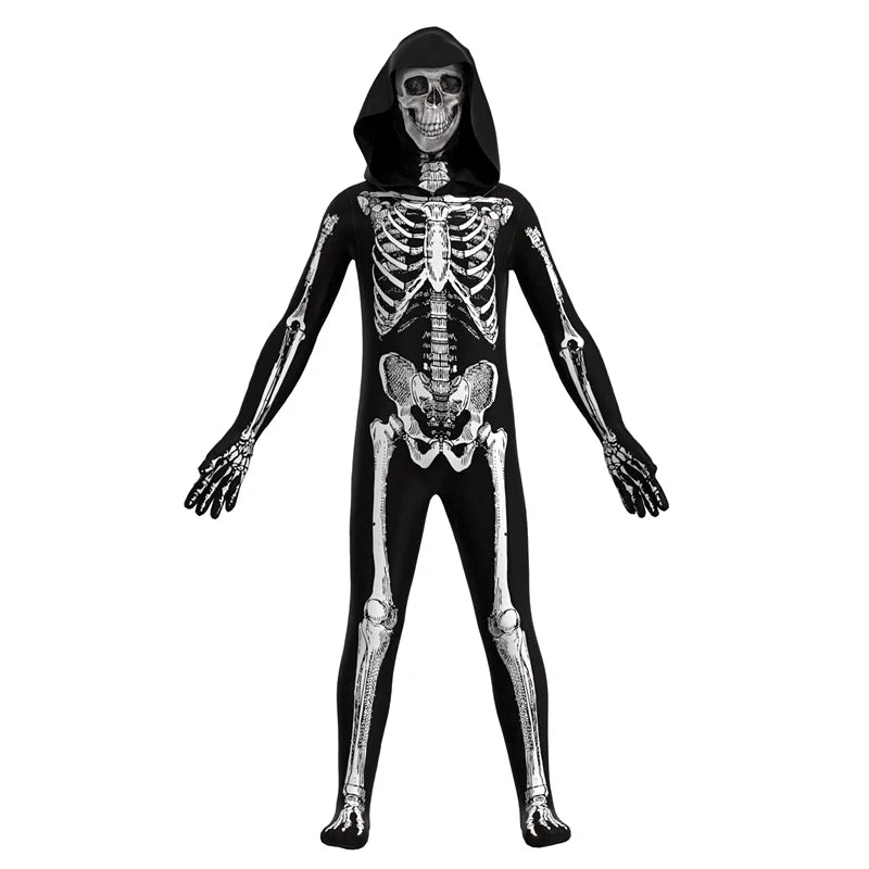 Costume de crâne d'halloween pour enfants, déguisement de terreur, jeu à capuche, Cosplay, cadeau de vacances