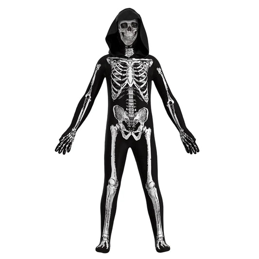 Costume de crâne d'halloween pour enfants, déguisement de terreur, jeu à capuche, Cosplay, cadeau de vacances