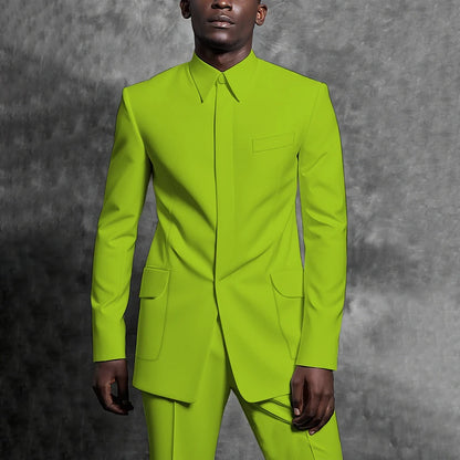 Costumes sur mesure col montant smoking Gentleman couleur unie tenue homme costume ensemble 2 pièces intelligent décontracté quotidien bureau mâle vêtements