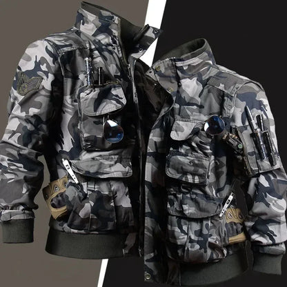 CamSolomon-Ensemble veste et pantalon cargo multi-poches pour homme, résistant à l'usure, coupe-vent, imbibé, entraînement en plein air, chasse, nouveau, 2 pièces