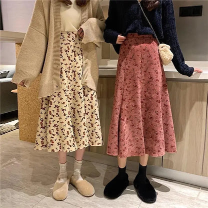 Jupes mi-longues taille haute pour femmes, All-Match A-Line, Élégant, Bureau, Lady Leisure, Automne, Hiver, Simple, Mode basique, Nouveau, Ins Faldas
