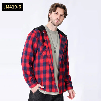 Chemise à manches longues en flanelle pour hommes, manteau à carreaux, décontracté, non repassage, grande taille, chapeau, mode, printemps, automne, nouveau, taille américaine