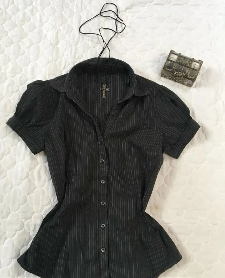 Vintage esthétique femmes personnalité Y2K mince vêtements mode chemises Harajuku à manches courtes hauts femme chaude classique t-shirt décontracté