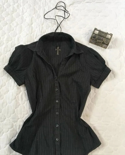 Vintage esthétique femmes personnalité Y2K mince vêtements mode chemises Harajuku à manches courtes hauts femme chaude classique t-shirt décontracté