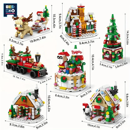 Ensemble de blocs de construction de calendrier de l'avent 2025, jouets de noël comprenant des blocs de maison de train du père noël, cadeau pour enfant garçon fille
