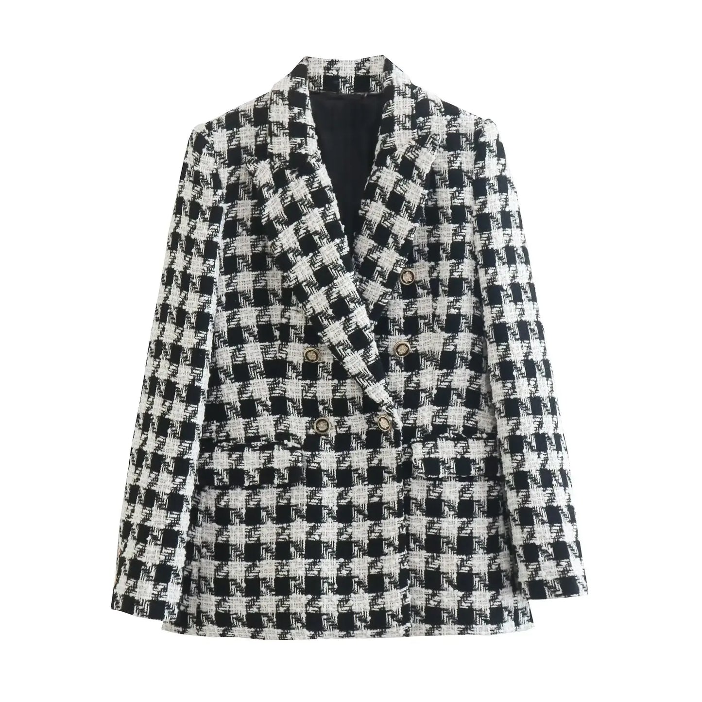 CNlalaxury-Blazer en tweed à double boutonnage pour femme, manteau de trajet avec poche, manches longues, décontracté, printemps, automne, 2024