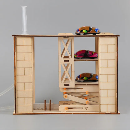 Garage tridimensionnel hydraulique pour étudiants, technologie de bricolage, petite production, jouets à assembler à la main, matériaux de modèle