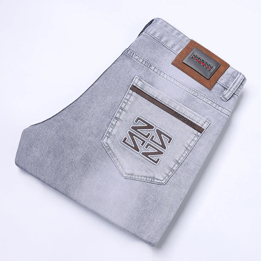 Jeans pour Homme, Pantalon Décontracté, Simple, Slim, Petits Pieds, Tendance, artificiel astique, Polyvalent, Haut de Gamme, Gris Clair, Nouvelle Collection Printemps et Été 2024
