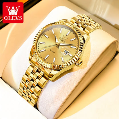 OLEVS-Montre à Quartz de Marque de Luxe pour Femme, en Acier Inoxydable, Étanche, Veilleuse, Élégante, d'Affaires, 5593