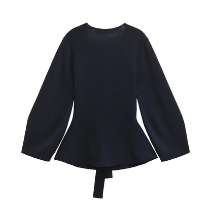 TRAFSHE printemps femmes épaulière ceinture tricot Blazer femmes rétro col en v à manches longues polyvalent femme manteau femmes vêtements 9598/128