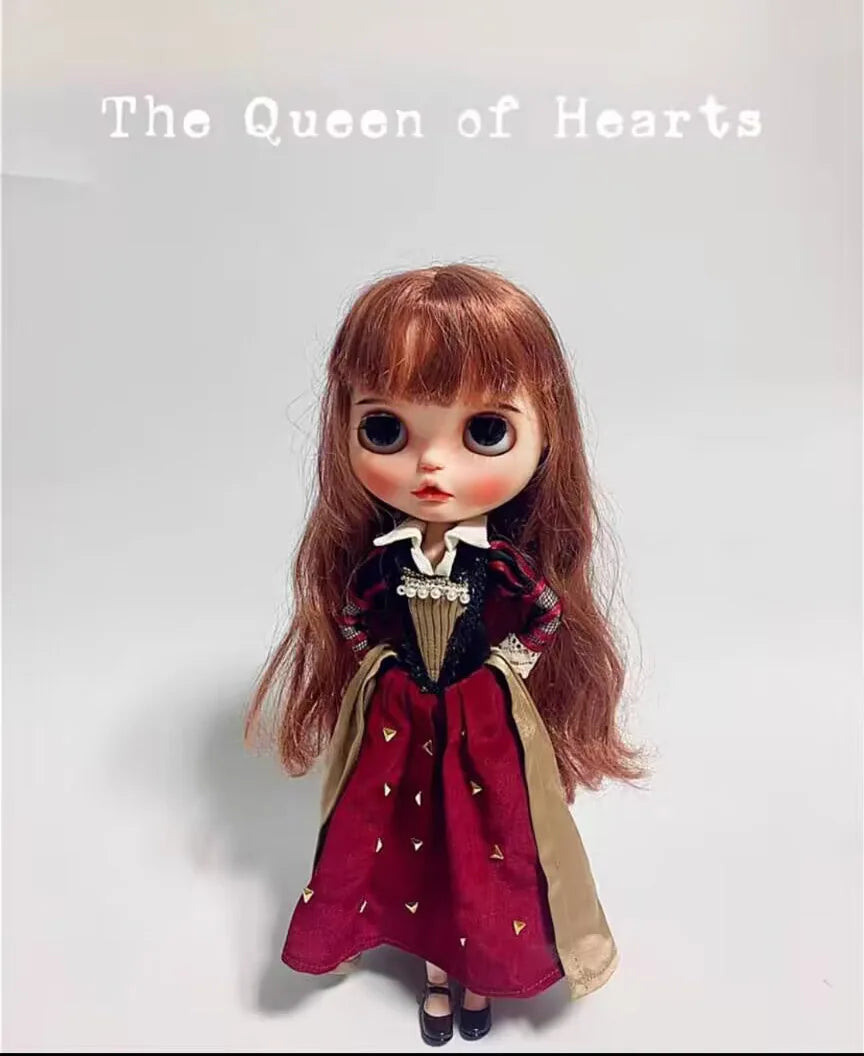 1 ensemble de robes de style princesse Blythe/landoudou en soie Red Queen, Peach Queen (convient pour azone,Pullip,Ob22,24,26, Licca)