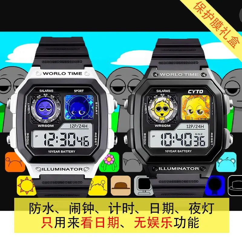 Kawaii Sprunki dessin animé enfants montre Sport montres bracelet en Silicone LED étanche montre numérique pour enfants montre-bracelet électronique