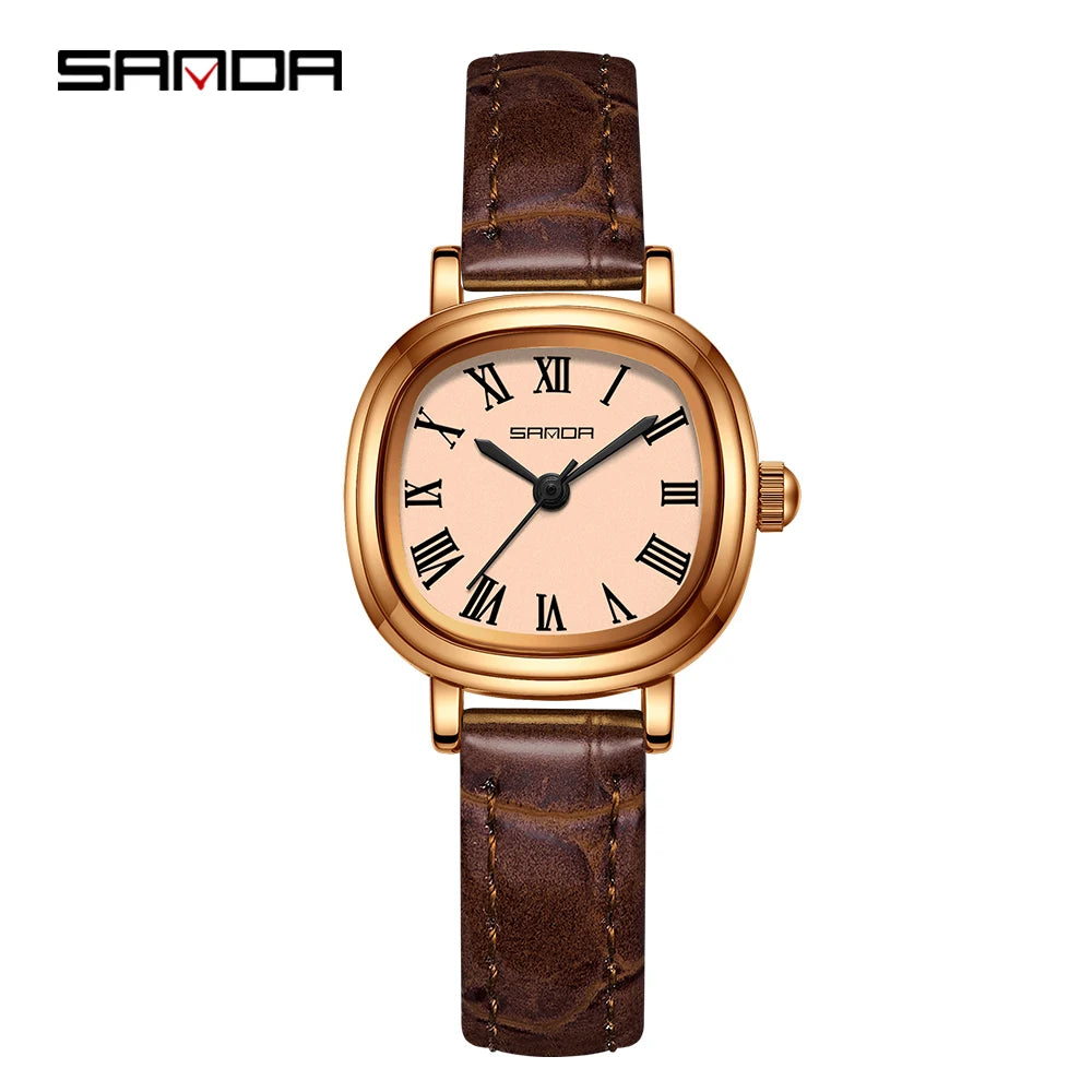 SANDA 1137 mode femmes Quartz élégant or Rose Simple romain bracelet en acier inoxydable