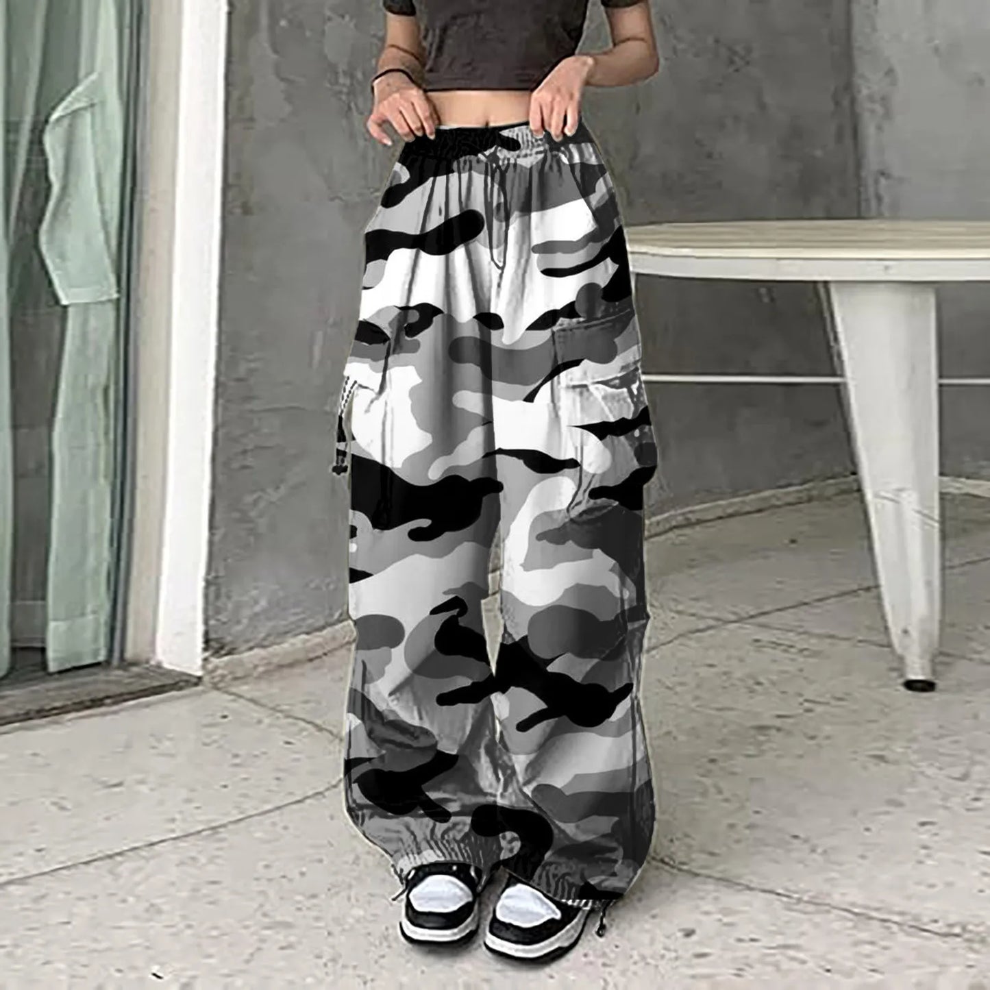 Pantalon de survêtement camsalomon pour femme, streetwear, harajuku, proximité wstring, taille élastique, sarouel, hip hop, parachute, pantalon de jogging baggy Y2k