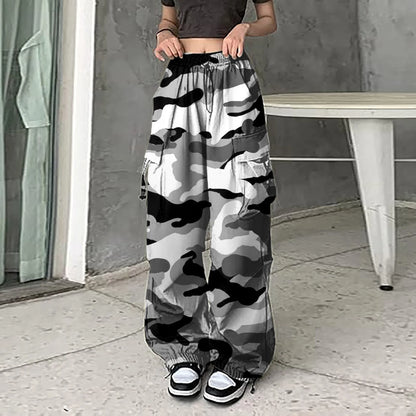 Pantalon de survêtement camsalomon pour femme, streetwear, harajuku, proximité wstring, taille élastique, sarouel, hip hop, parachute, pantalon de jogging baggy Y2k
