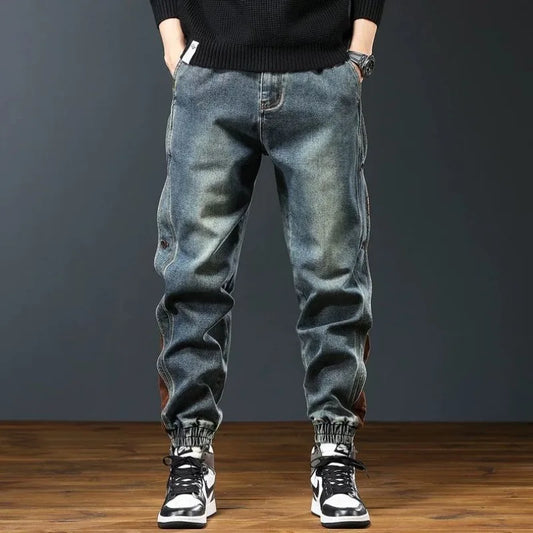 Salopette décontractée Abu-Fit pour hommes, pantalons orteils, beaux jeans assortis, vêtements de printemps et d'automne, marque de mode, haute qualité