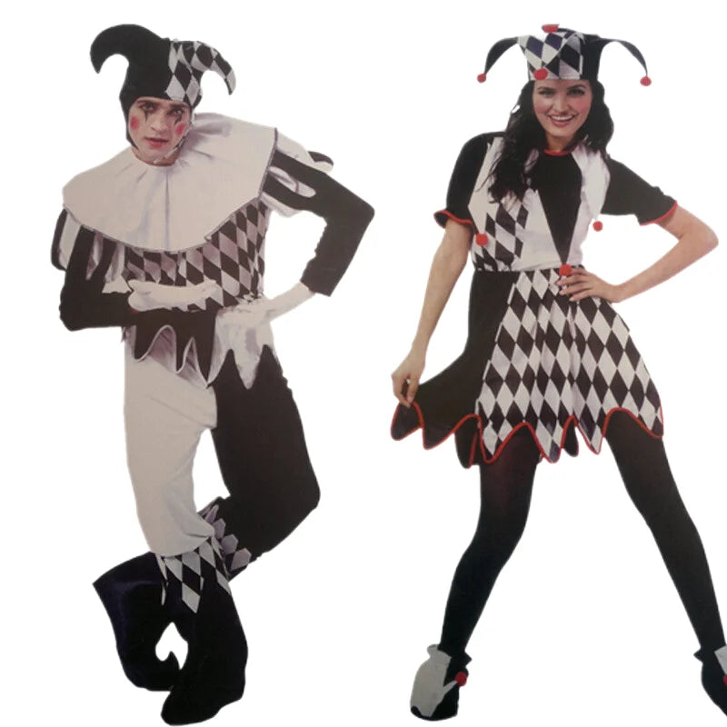 Costumes d'Halloween drôle et amusant, Costume de Clown Cosplay et chapeau pour adultes, hommes et femmes, ensemble innovant, déguisement de carnaval, fête