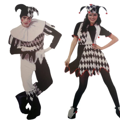 Costumes d'Halloween drôle et amusant, Costume de Clown Cosplay et chapeau pour adultes, hommes et femmes, ensemble innovant, déguisement de carnaval, fête