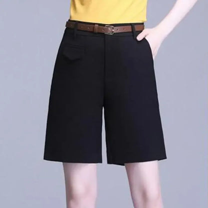 Short décontracté taille haute pour femme, couleur unie, boutons, volants, Orange, ample, Bermuda, été